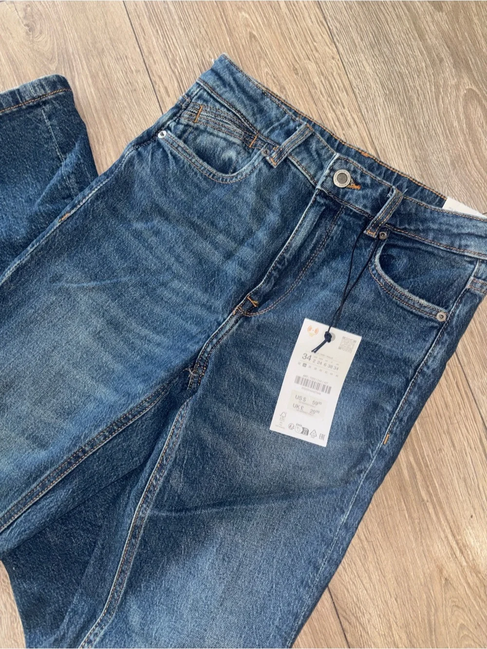 Zara NWT Dark Wash Bootcut Flare Jeans Size 2 - Picture 2 of 5